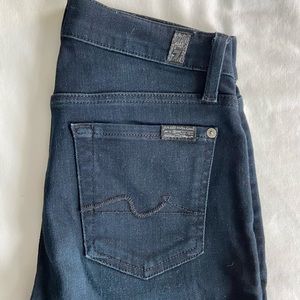 7 For All Mankind raw hem black skinny jeans